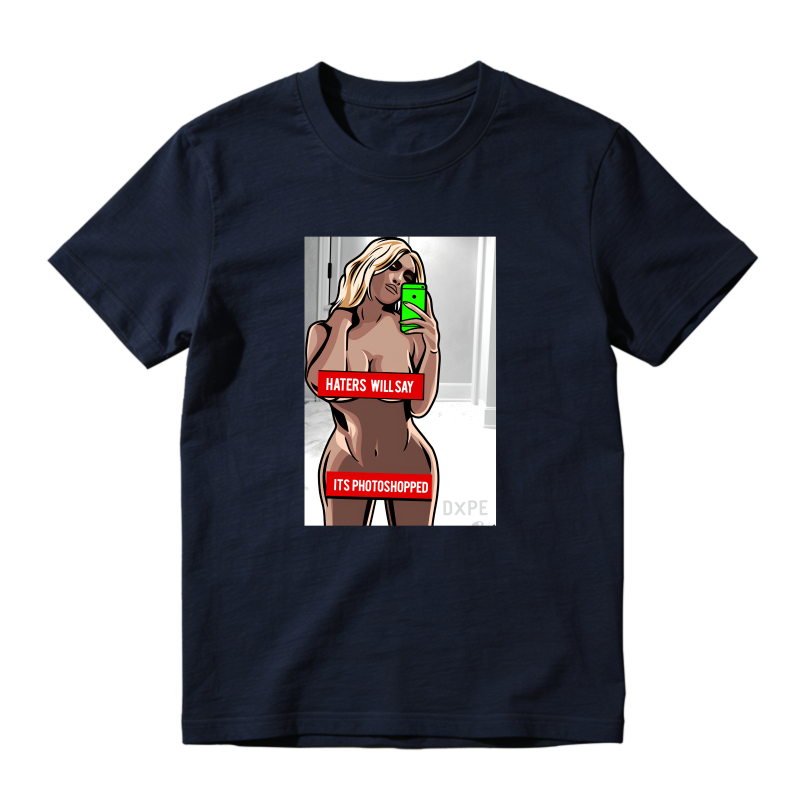 Cartoon Woman Taking Selfie With Phone And Text Haters Will Say Its Photoshopped Shirt To Match Air Jordan 13 Chicago Sneaker Match Shirt