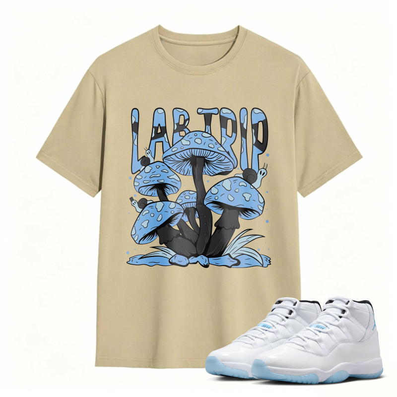 Mushroom Lab Trip Graphic Shirt to Match Air Jordan 11 White Legend Blue - Sneaker Match Shirt