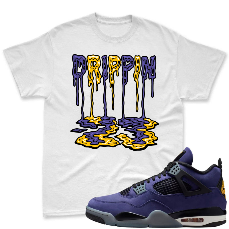 Drippy Lakers Logo Shirt to Match Jordan 4 Lakers Imperial Purple - Sneaker Match Shirt
