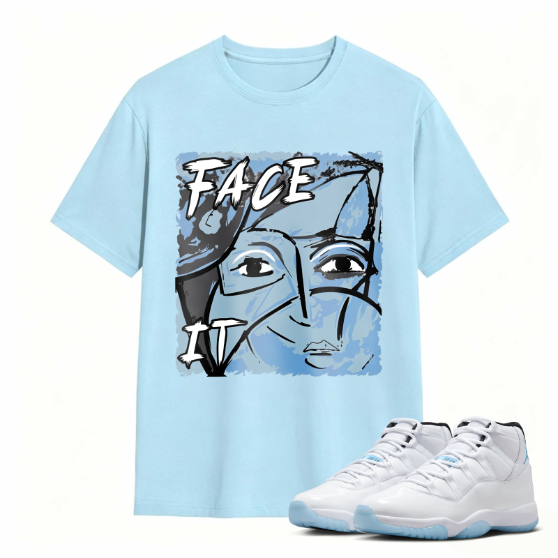 Face It Art Design Shirt To Match Air Jordan 11 White Legend Blue - Sneaker Match Shirt