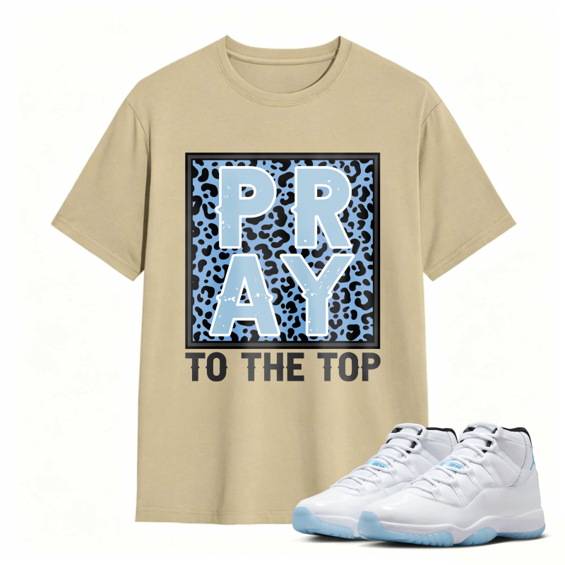 Pray To The Top Leopard Print Shirt To Match Air Jordan 11 White Legend Blue Sneaker Match Shirt