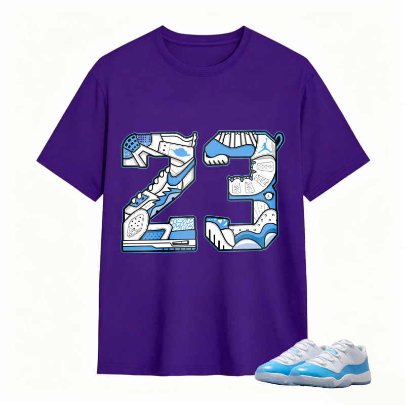 Number 23 With Jordan 11 University Blue Sneaker Design Shirt To Match Jordan 11 University Blue - Sneaker Match Shirt