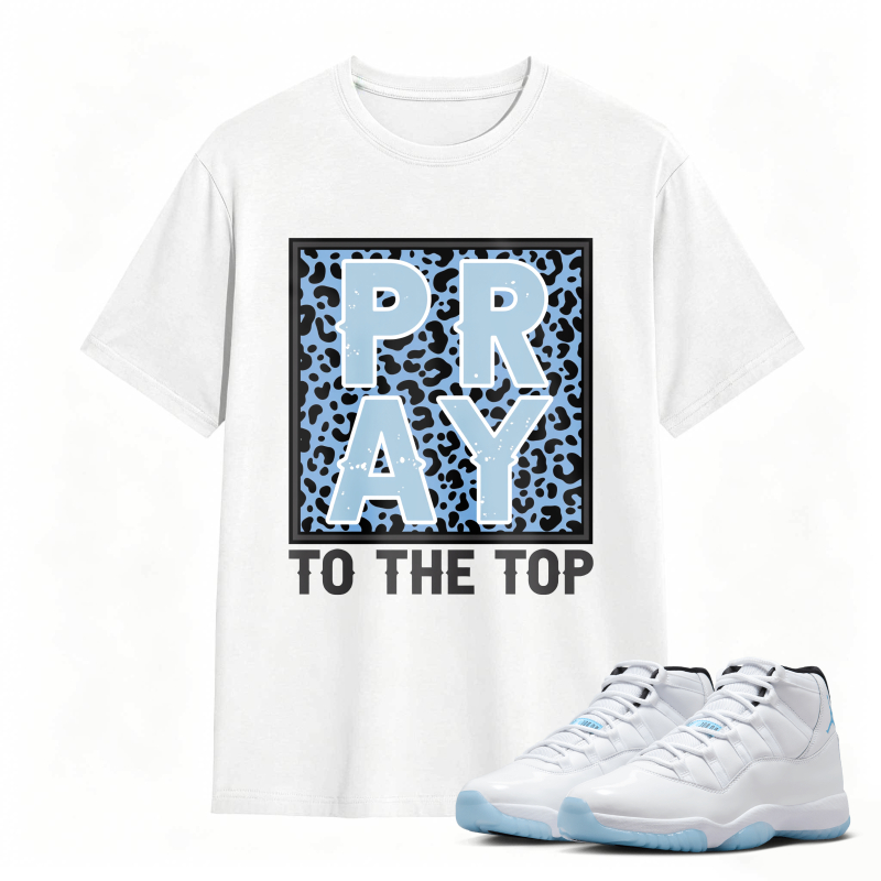 Pray To The Top Leopard Print Shirt To Match Air Jordan 11 White Legend Blue Sneaker Match Shirt