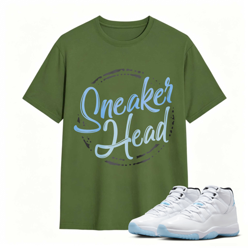 Sneaker Head Logo Shirt To Match Air Jordan 11 White Legend Blue - Sneaker Match Shirt