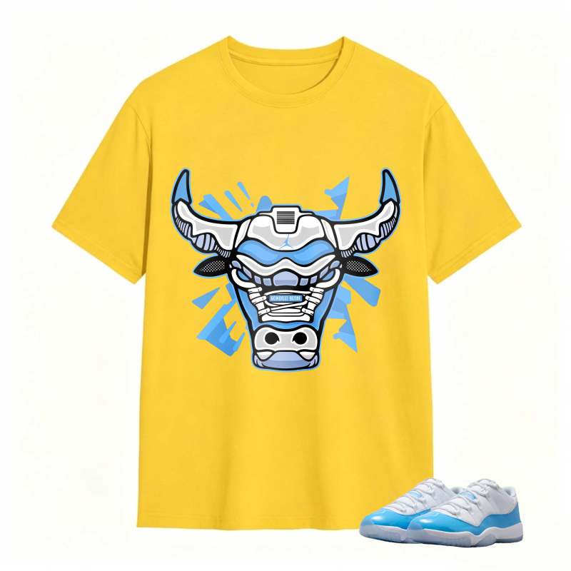 Bull Head With Blue And White Design Shirt To Match Jordan 11 University Blue Sneaker Match Shirt