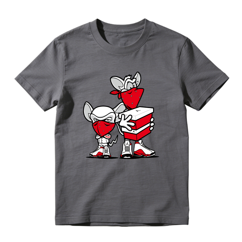 Cartoon Mice With Red Masks And Shoes Shirt To Match Air Jordan 13 Chicago Sneaker Match Shirt