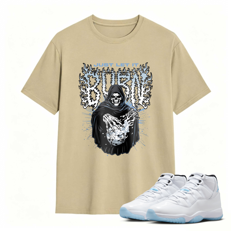 Grim Reaper With Skull And Wings Design Shirt To Match Air Jordan 11 White Legend Blue - Sneaker Match Shirt