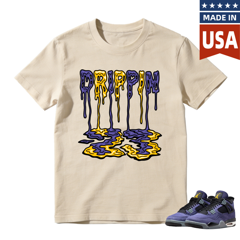 Drippy Lakers Logo Shirt to Match Jordan 4 Lakers Imperial Purple - Sneaker Match Shirt