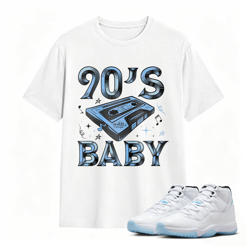 90s Baby Cassette Tape Design Shirt to Match Air Jordan 11 White Legend Blue - Sneaker Match Shirt