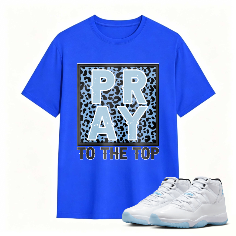 Pray To The Top Leopard Print Shirt To Match Air Jordan 11 White Legend Blue Sneaker Match Shirt