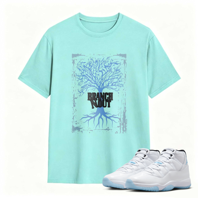 Tree Branch Roots Design Shirt To Match Air Jordan 11 White Legend Blue Sneaker Match Shirt