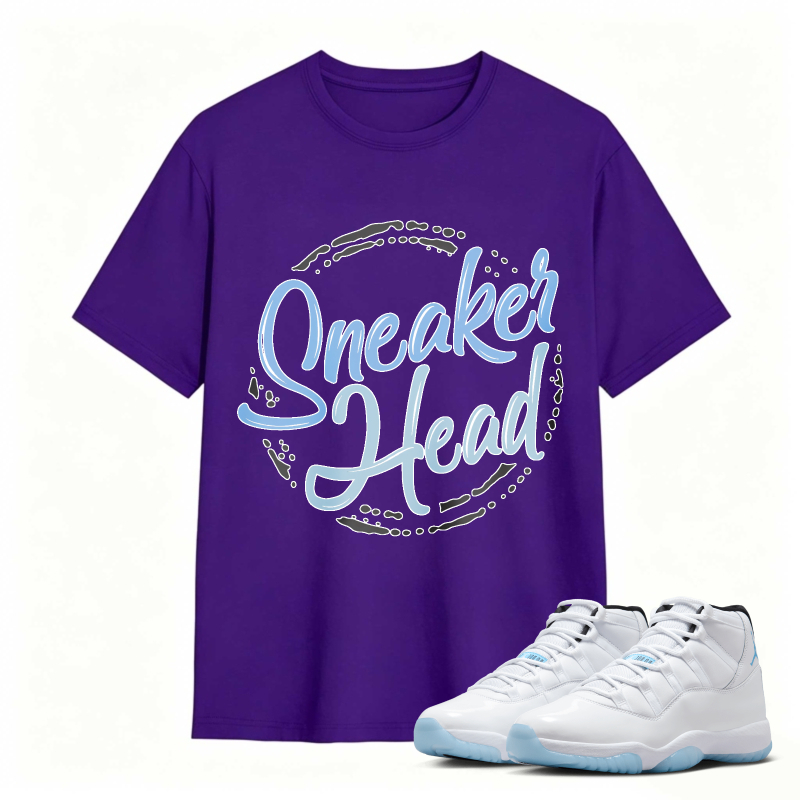 Sneaker Head Logo Shirt To Match Air Jordan 11 White Legend Blue - Sneaker Match Shirt