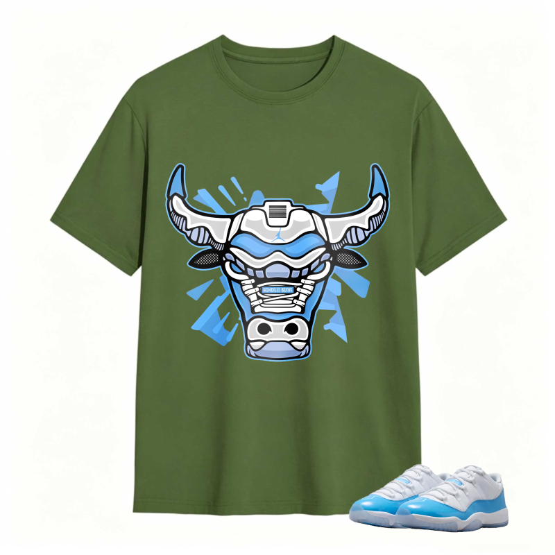 Bull Head With Blue And White Design Shirt To Match Jordan 11 University Blue Sneaker Match Shirt