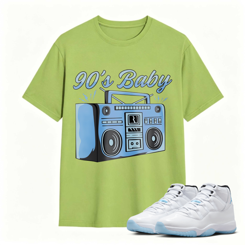 90s Baby Boombox Graphic Shirt to Match Air Jordan 11 White Legend Blue - Sneaker Match Shirt