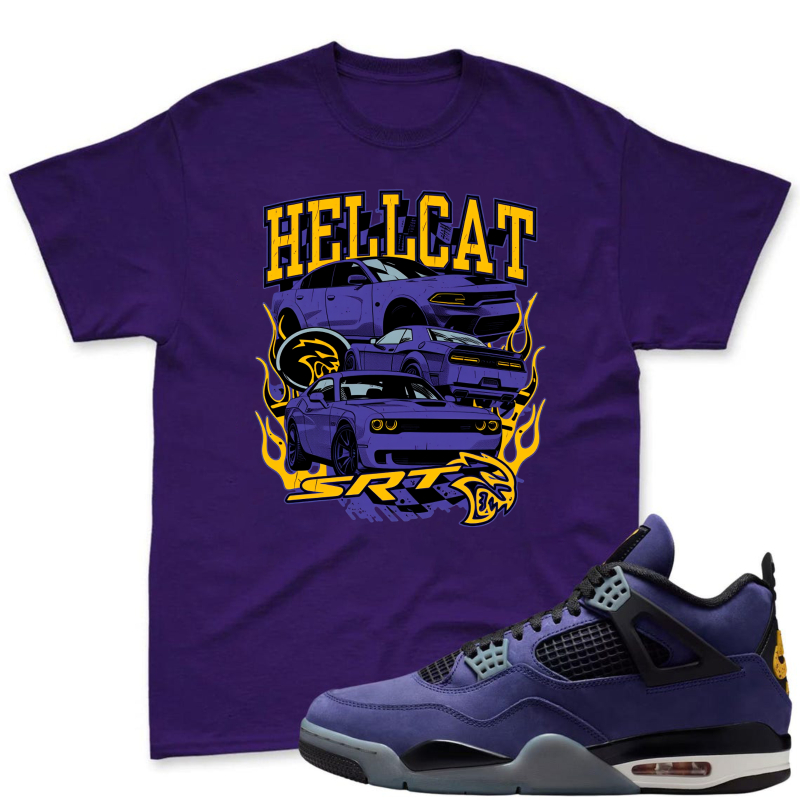 Hellcat Srt Car Graphic Shirt To Match Jordan 4 Lakers Imperial Purple Sneaker Match Shirt