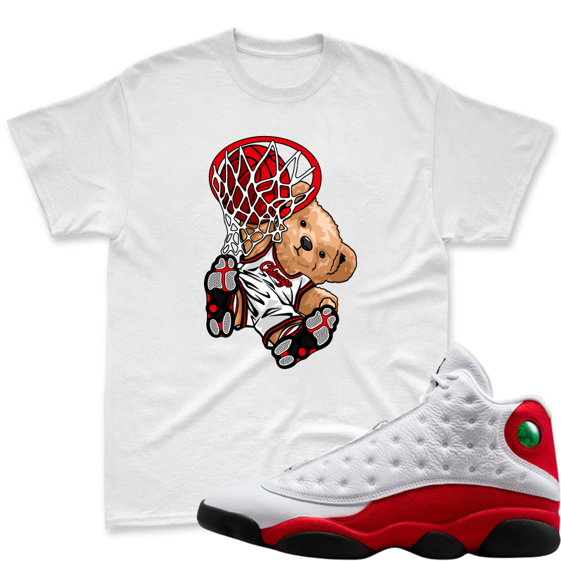 Teddy Bear Dunking Basketball Shirt To Match Air Jordan 13 Chicago - Sneaker Match Shirt