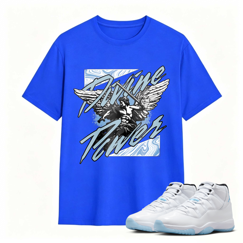 Flying Wings Graphic Shirt To Match Air Jordan 11 White Legend Blue Sneaker Match Shirt