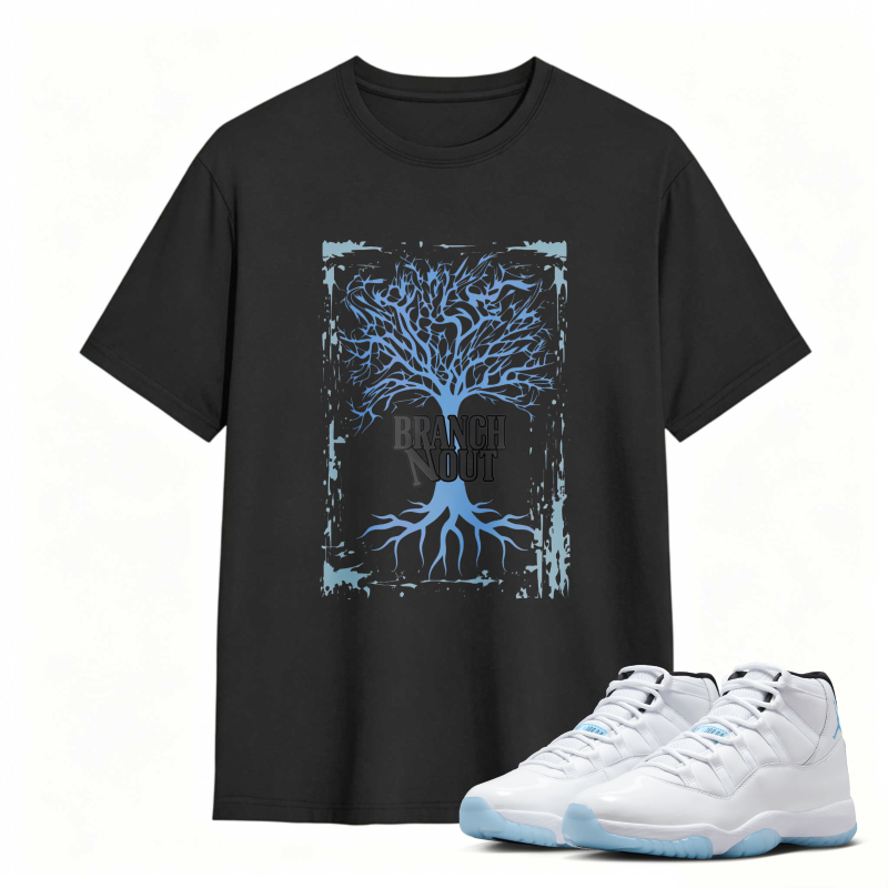 Tree Branch Roots Design Shirt To Match Air Jordan 11 White Legend Blue Sneaker Match Shirt