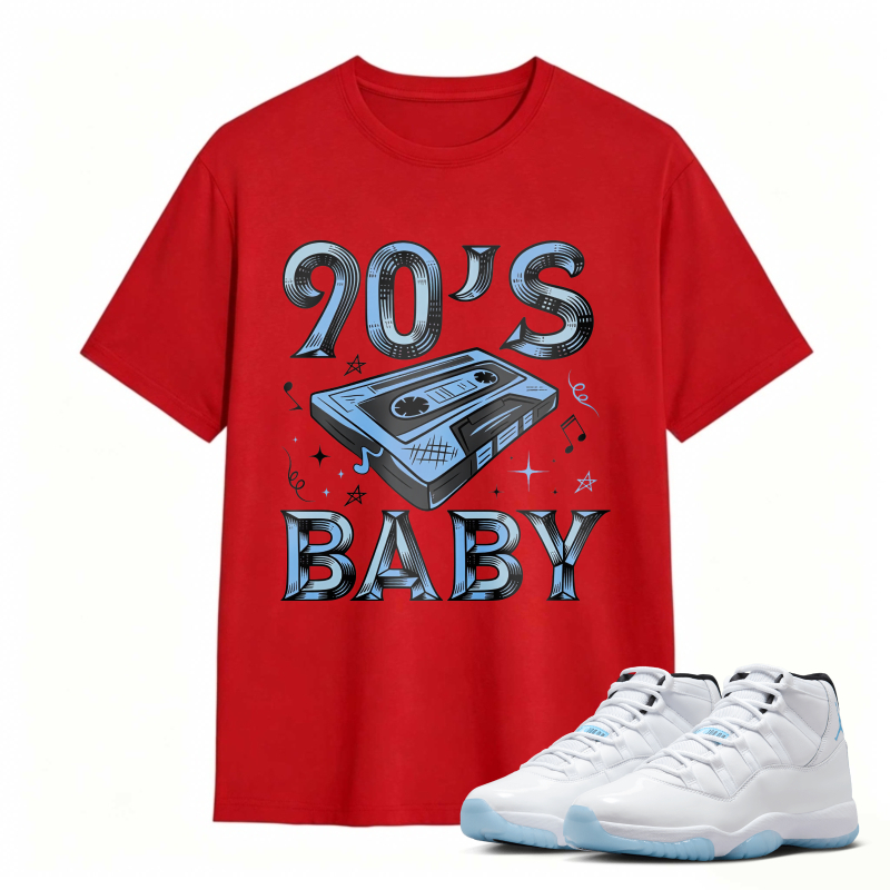 90s Baby Cassette Tape Design Shirt to Match Air Jordan 11 White Legend Blue - Sneaker Match Shirt