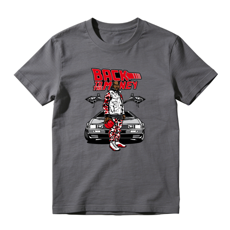 Back To The Money Graphic With Car And Character Shirt To Match Air Jordan 13 Chicago - Sneaker Match Shirt