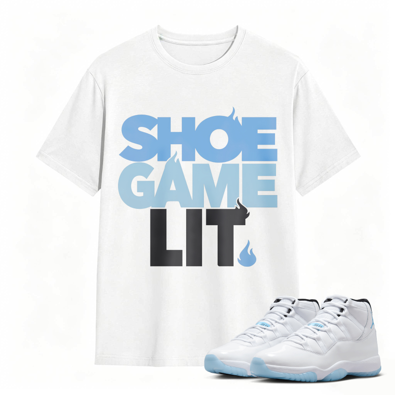 Shoe Game Lit Shirt To Match Air Jordan 11 White Legend Blue Sneaker Match Shirt