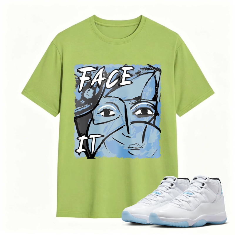 Face It Art Design Shirt To Match Air Jordan 11 White Legend Blue - Sneaker Match Shirt