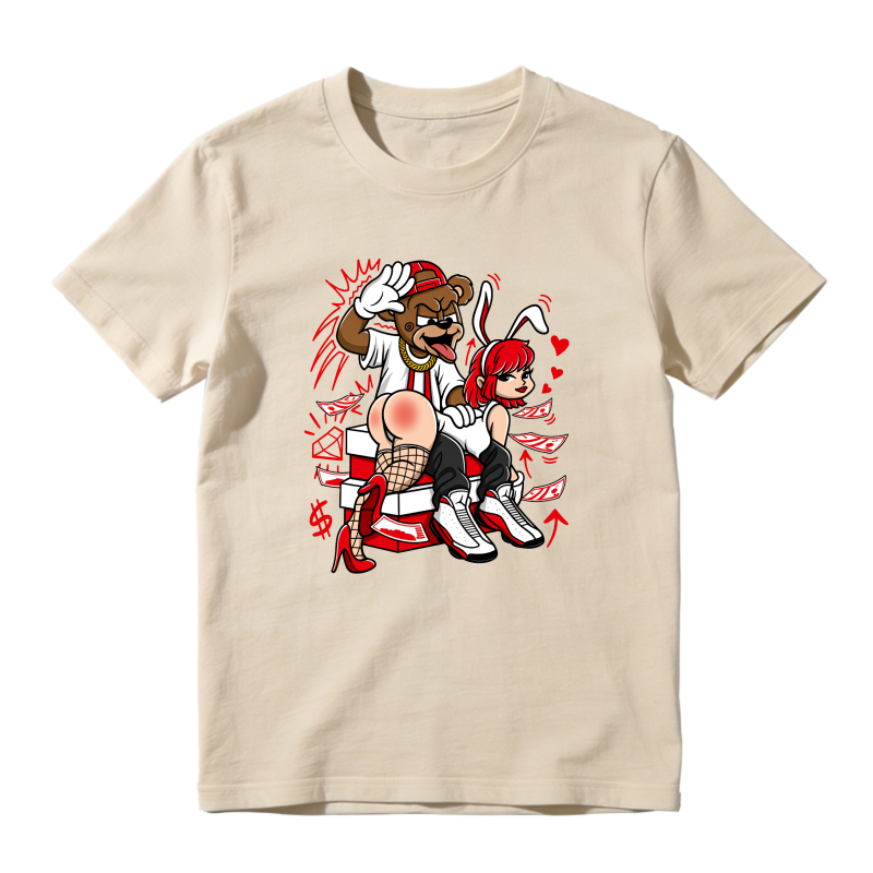Cartoon Bear And Rabbit Character Design Shirt To Match Air Jordan 13 Chicago - Sneaker Match Shirt