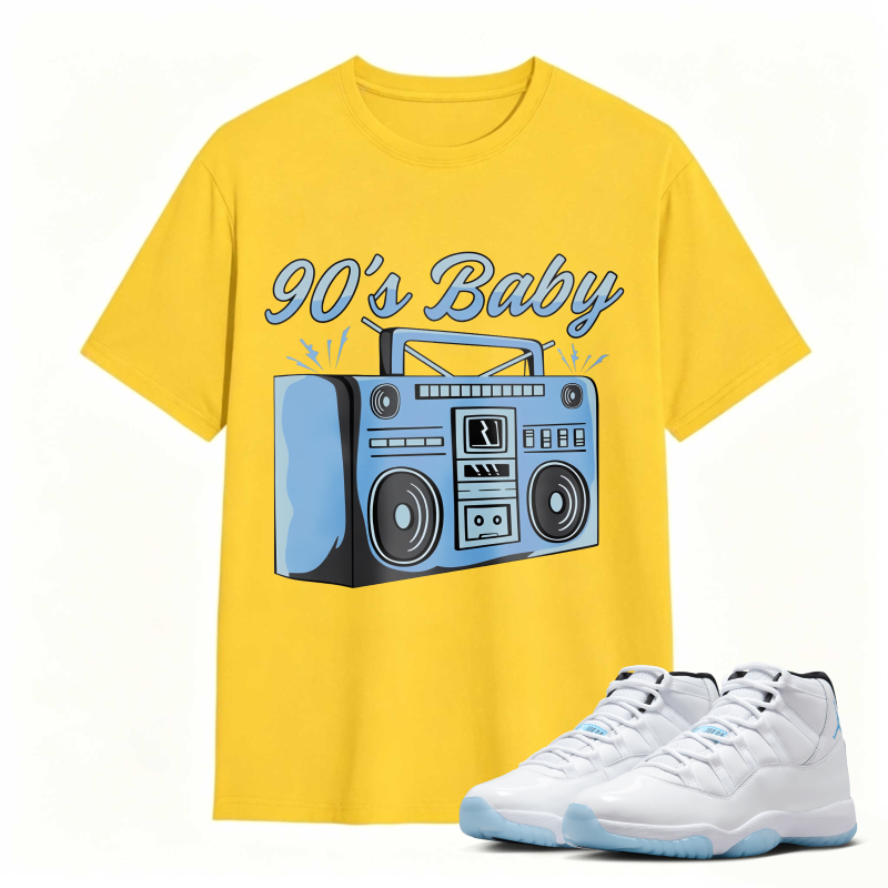90s Baby Boombox Graphic Shirt to Match Air Jordan 11 White Legend Blue - Sneaker Match Shirt