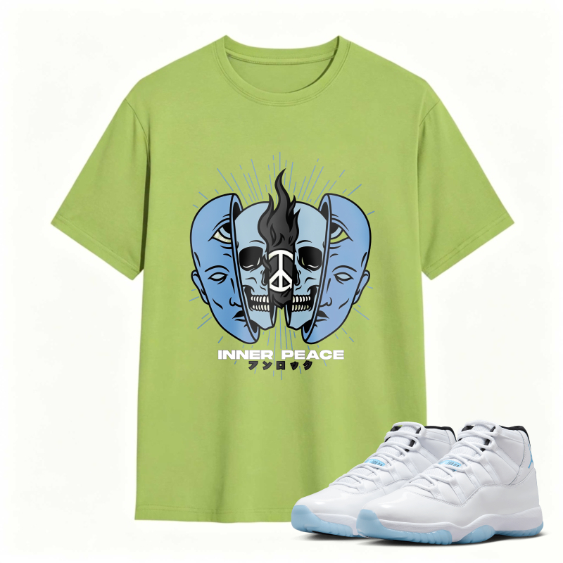 Skull And Dual Faces Design Shirt To Match Air Jordan 11 White Legend Blue - Sneaker Match Shirt