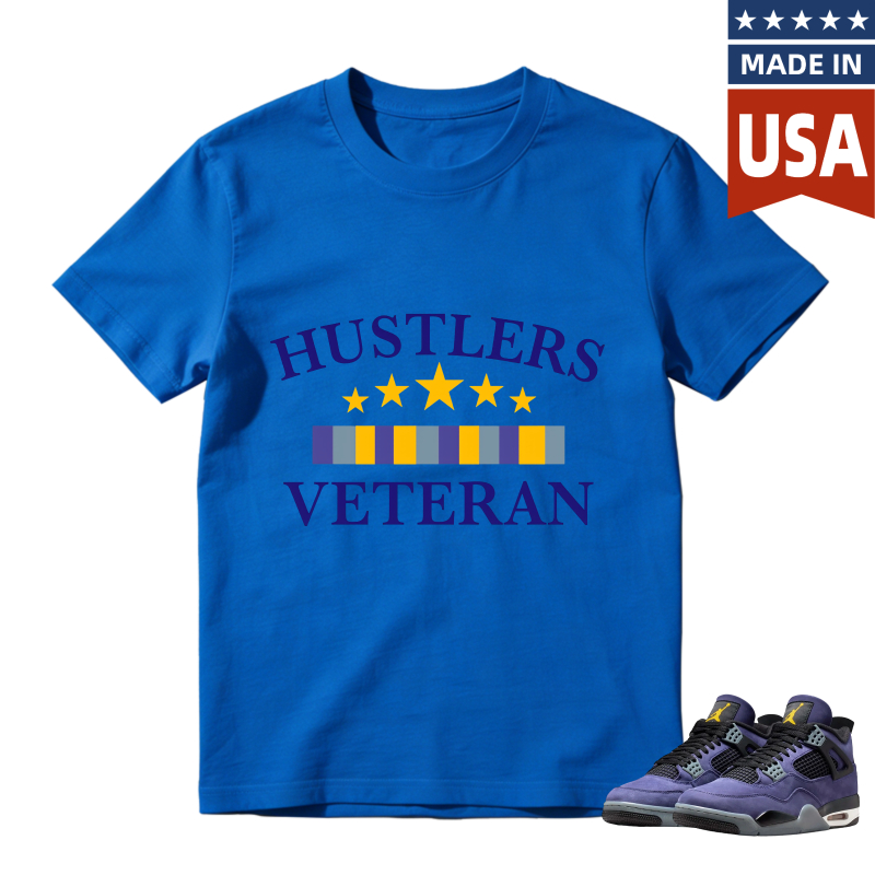 Hustlers Veteran With Stars And Stripes Shirt To Match Jordan 4 Lakers Imperial Purple - Sneaker Match Shirt