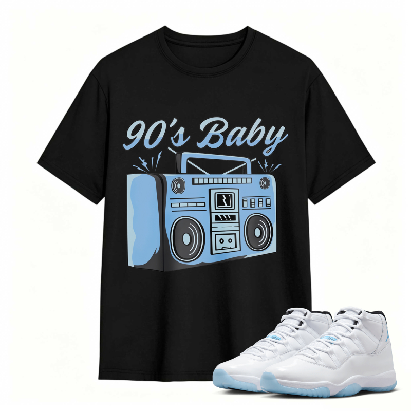 90s Baby Boombox Graphic Shirt to Match Air Jordan 11 White Legend Blue - Sneaker Match Shirt