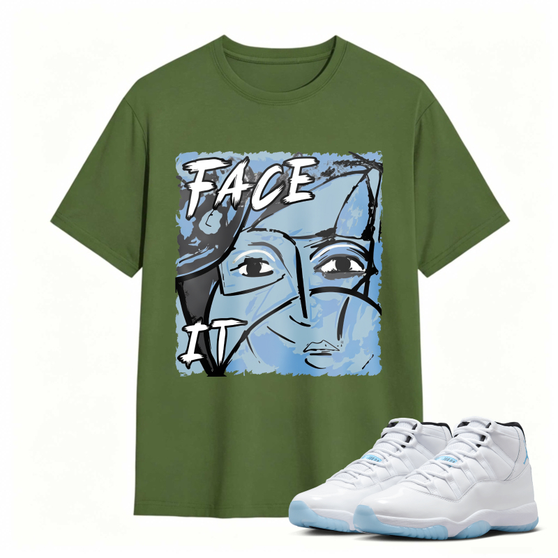 Face It Art Design Shirt To Match Air Jordan 11 White Legend Blue - Sneaker Match Shirt