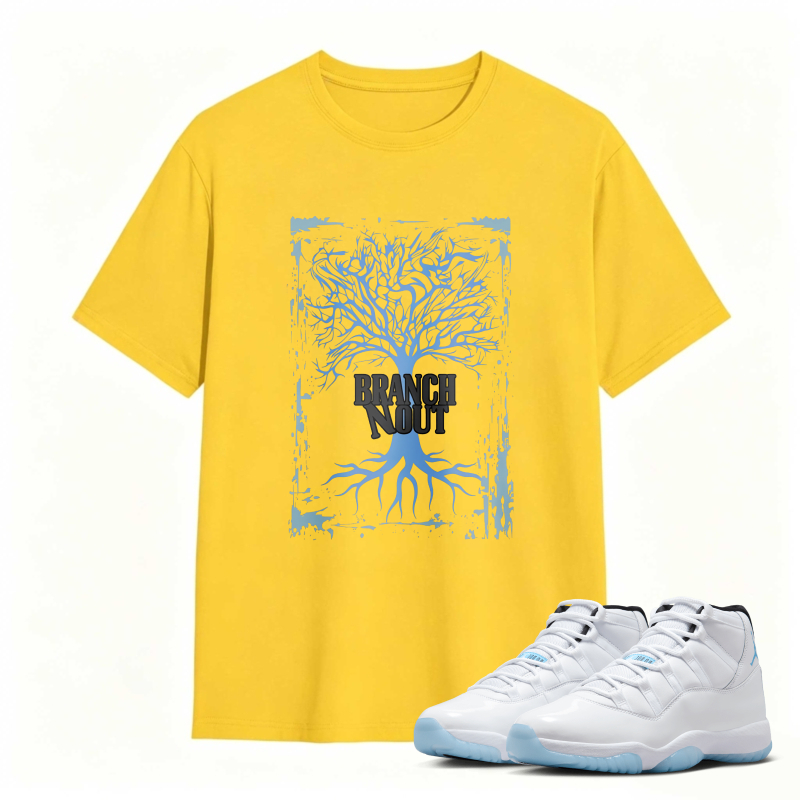Tree Branch Roots Design Shirt To Match Air Jordan 11 White Legend Blue Sneaker Match Shirt