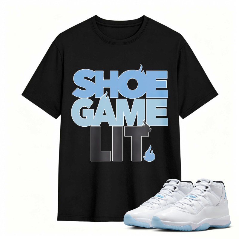 Shoe Game Lit Shirt To Match Air Jordan 11 White Legend Blue Sneaker Match Shirt