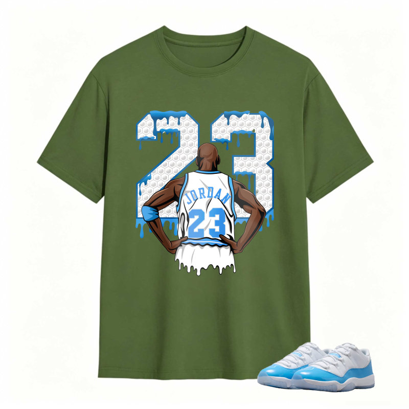 Michael Jordan 23 Dripping Number Back View Shirt To Match Jordan 11 University Blue Sneaker Match Shirt