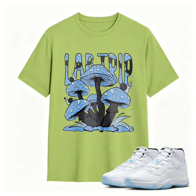 Mushroom Lab Trip Graphic Shirt to Match Air Jordan 11 White Legend Blue - Sneaker Match Shirt