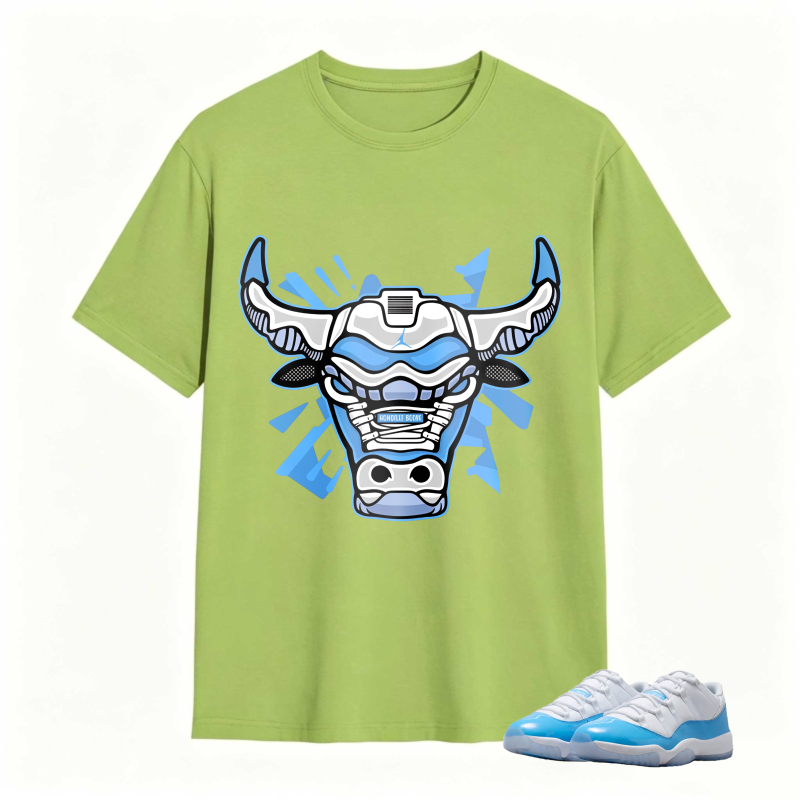 Bull Head With Blue And White Design Shirt To Match Jordan 11 University Blue Sneaker Match Shirt