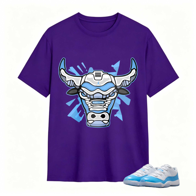 Bull Head With Blue And White Design Shirt To Match Jordan 11 University Blue Sneaker Match Shirt