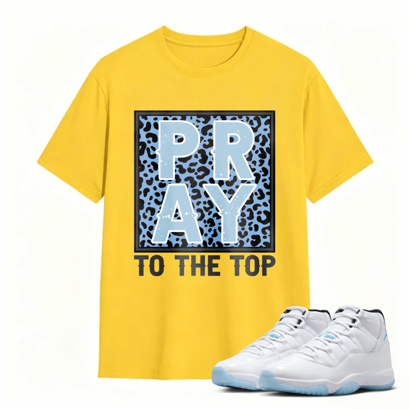 Pray To The Top Leopard Print Shirt To Match Air Jordan 11 White Legend Blue Sneaker Match Shirt