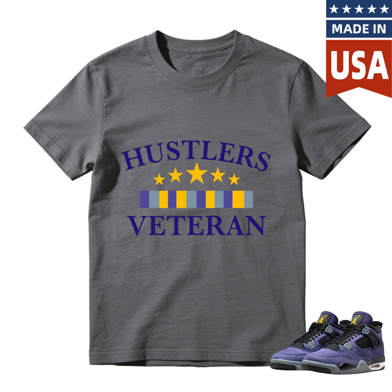 Hustlers Veteran With Stars And Stripes Shirt To Match Jordan 4 Lakers Imperial Purple - Sneaker Match Shirt
