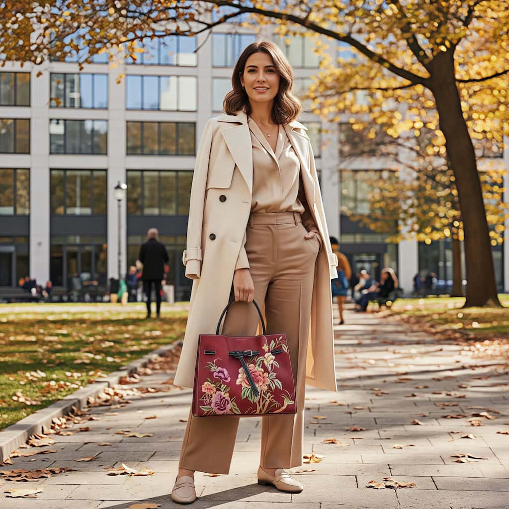 Unique Designer Floral Handbag for Women | Chinese Embroidery Peony Tote Bag (Red PU Leather)