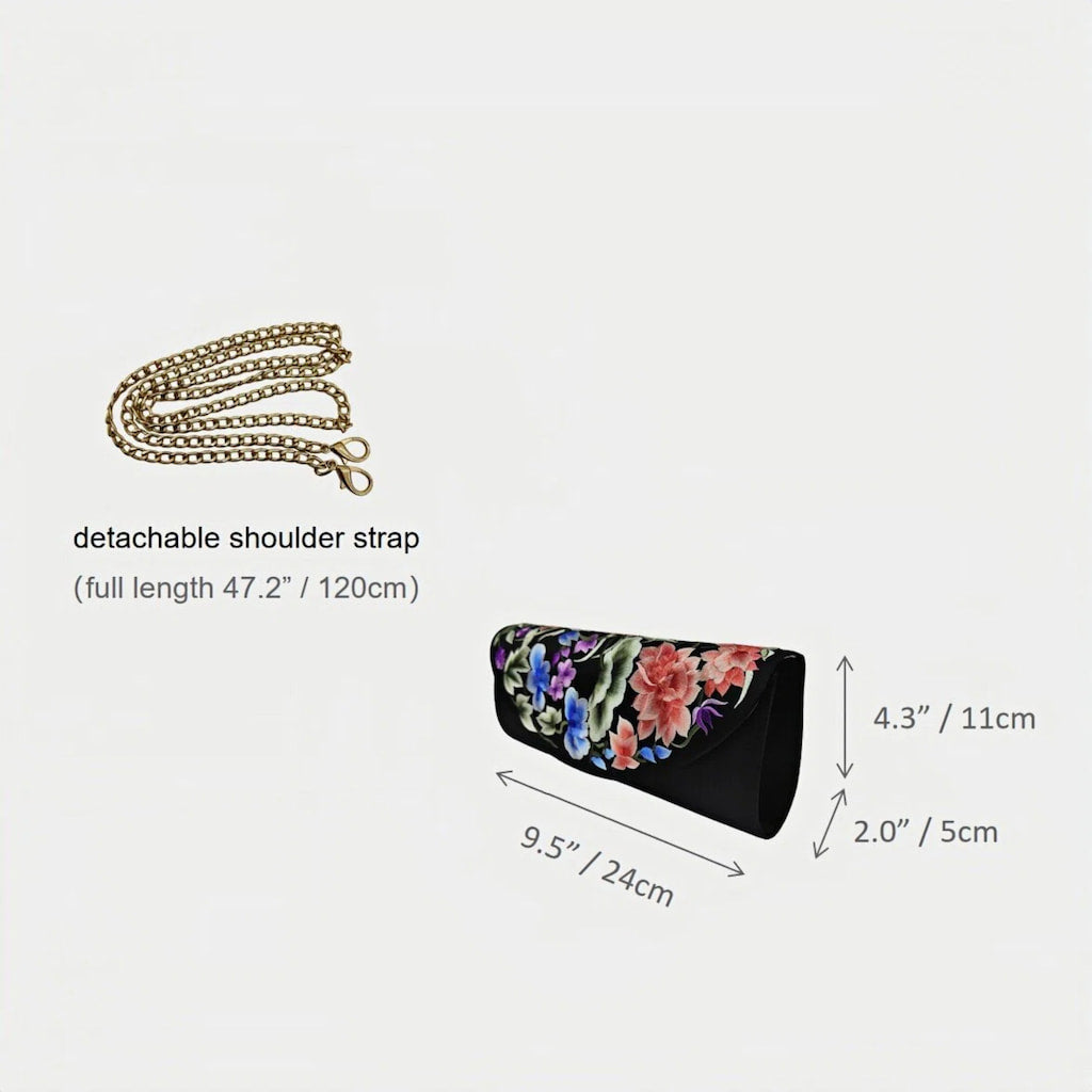 Vintage Floral Embroidered Women's Silk Clutch & Evening Bag