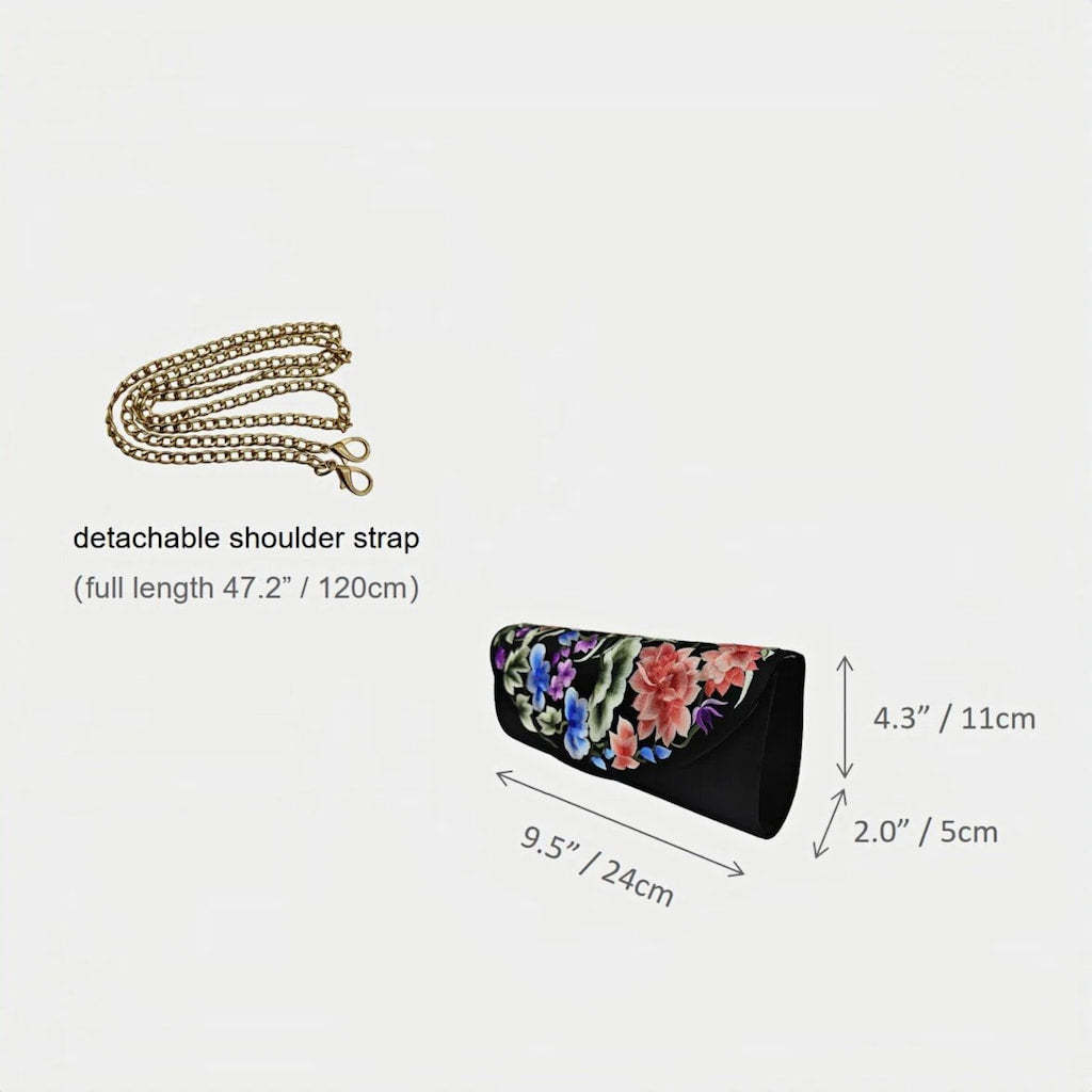 Vintage Floral Embroidered Women's Silk Clutch & Evening Bag