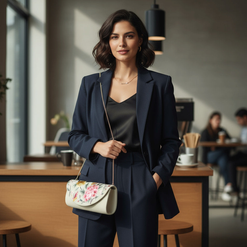 Vintage Butterfly and Peony Embroidered Women's Silk Clutch & Evening Bag