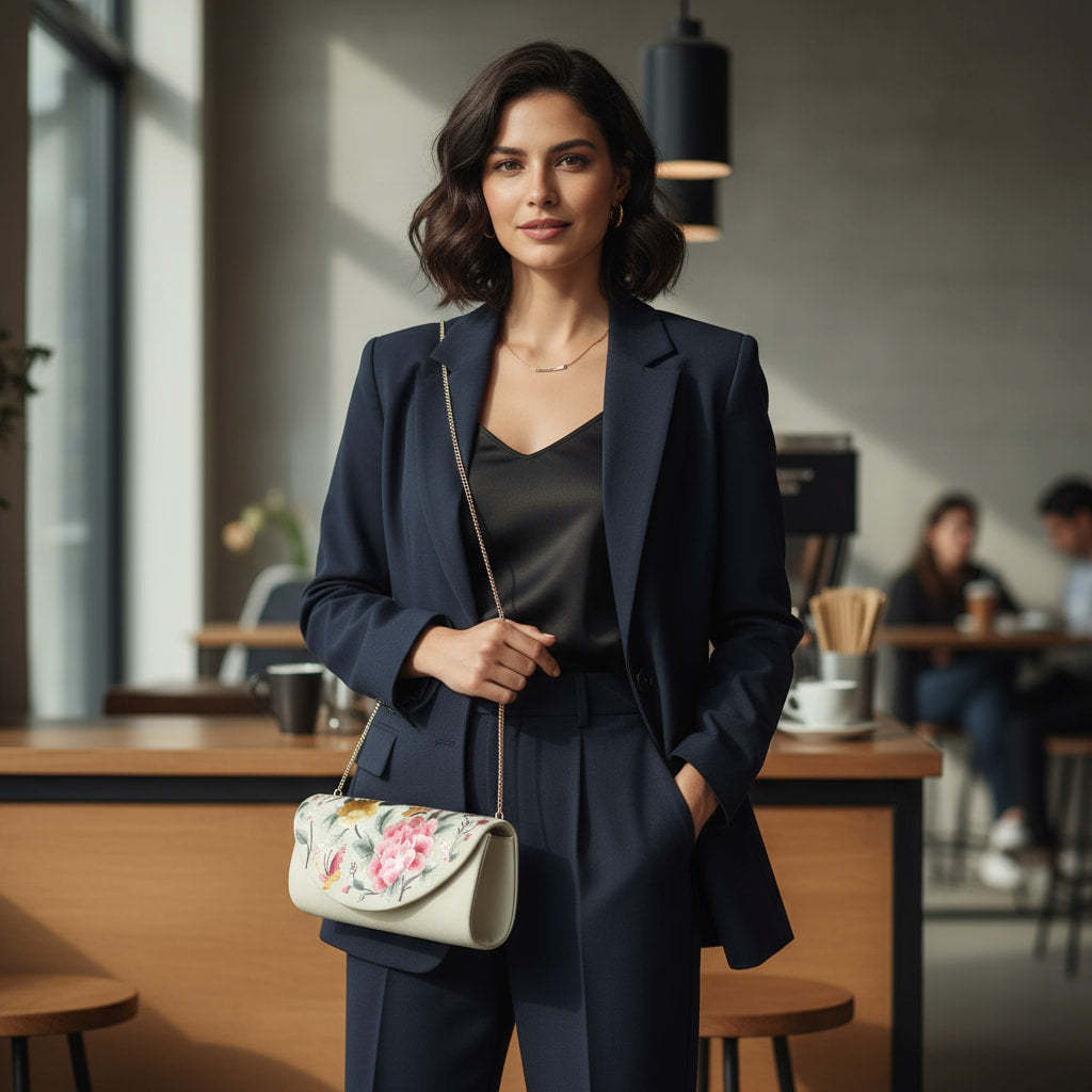 Vintage Butterfly and Peony Embroidered Women's Silk Clutch & Evening Bag