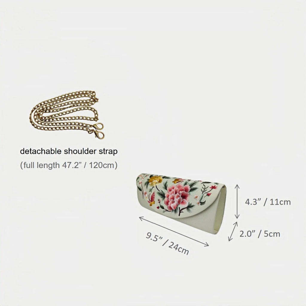 Vintage Butterfly and Peony Embroidered Women's Silk Clutch & Evening Bag