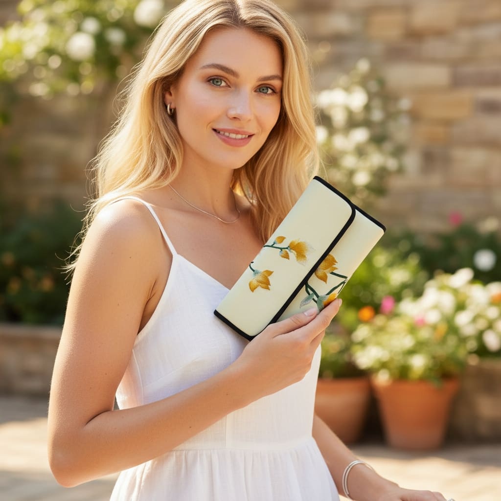 Vintage Magnolia Silk Embroidered Purse