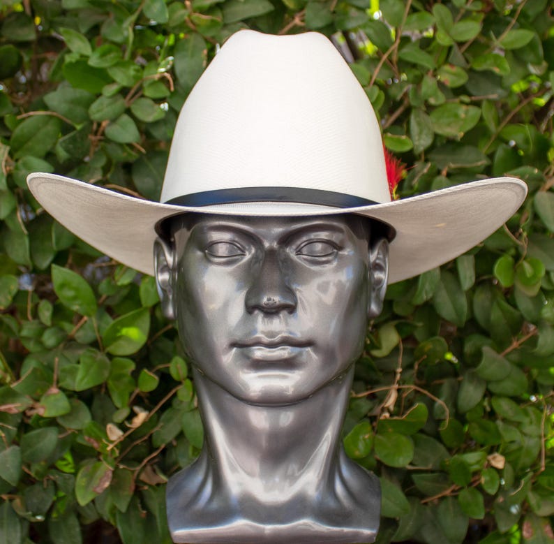 Natural STRAW Western Cowboy hat with feather SOMBRERO