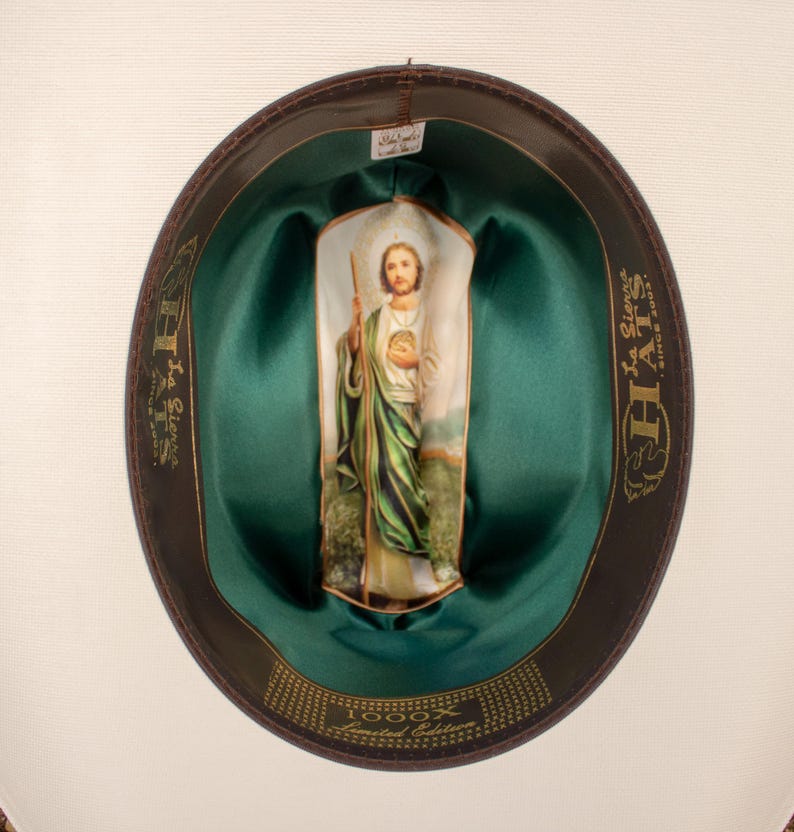 Natural STRAW Western Cowboy hat with feather SOMBRERO