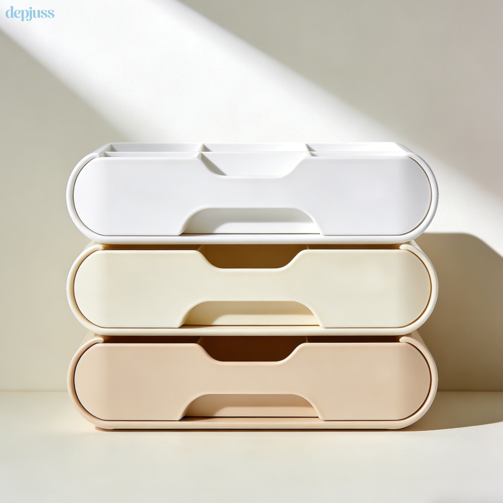 Multi-compartment drawer organizer in bedroom
